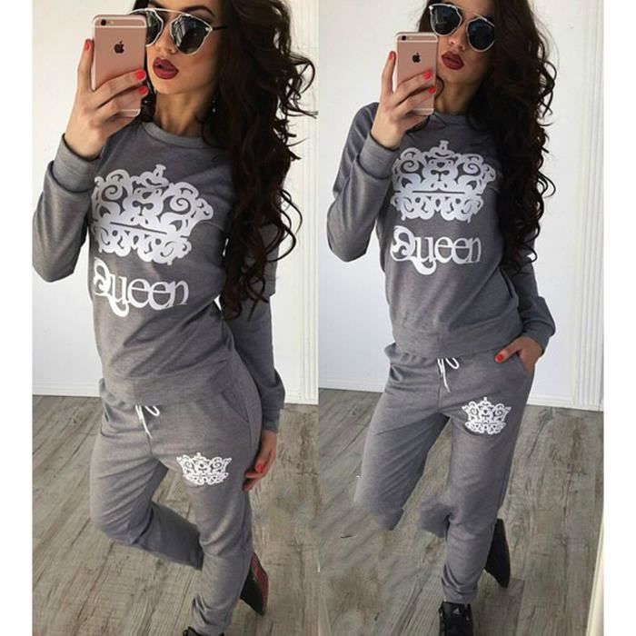Ensemble Jogging 2 Pièces Femme - Sweat à Capuche Et Pantalon, Imprimé Tendance - Taille S à 3XL - Décontracté Et Chic